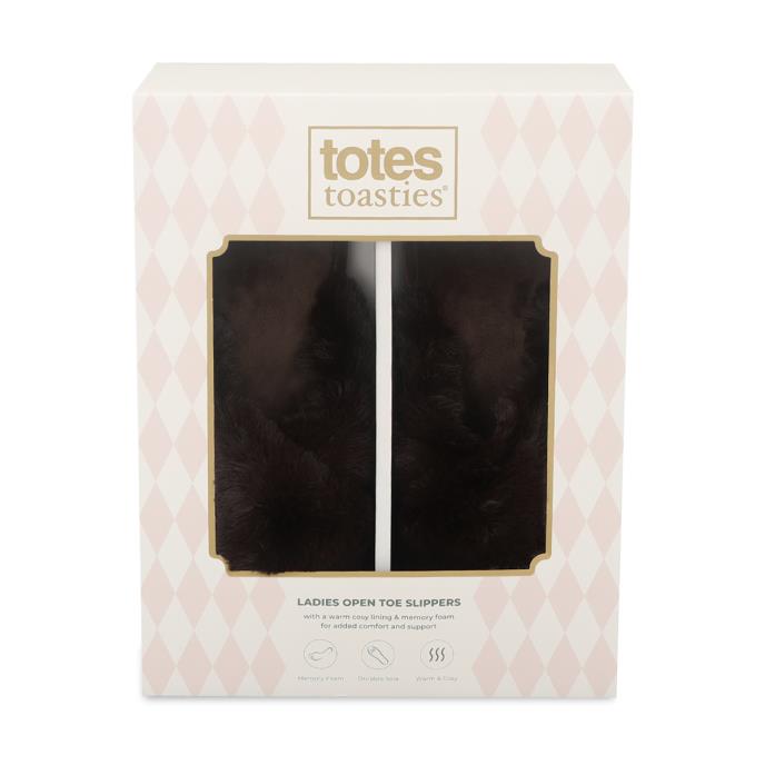 totes toasties® Ladies Cross Fur Slider Chocolate Extra Image 7